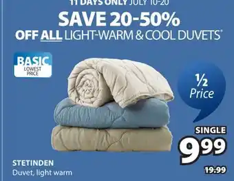 JYSK STETINDEN Duvet offer