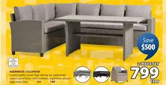 JYSK AGERMOSE / ULLEHUSE 2-piece patio corner high dining set, polyrattan woven steel frame with cushions offer