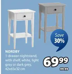 JYSK NORDBY 1-drawer nightstand offer
