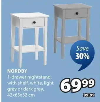 JYSK NORDBY 1-drawer nightstand offer