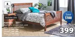 JYSK PORTMAN Bed frame, mission-style, solid pine, coffee stained finish offer