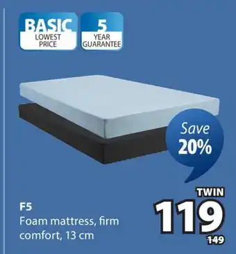 JYSK F5 Foam mattress offer