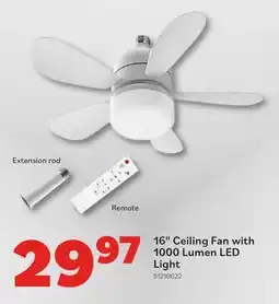 Matériaux Pont Masson 16-Inch Ceiling Fan with 1000 Lumen LED Light offer
