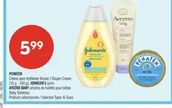 Pharmaprix PENATEN Diaper Cream (55g-100g), JOHNSON'S or AVEENO BABY Baby Toiletries offer