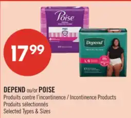 Pharmaprix DEPEND or POISE Incontinence Products offer