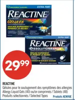 Pharmaprix REACTINE Allergy Liquid Gels (40) or Tablets (48) offer