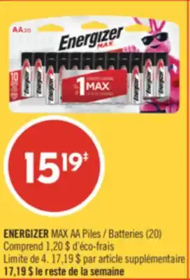 Pharmaprix ENERGIZER MAX Batteries offer