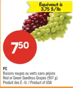 Pharmaprix PC Red or Green Seedless Grapes offer