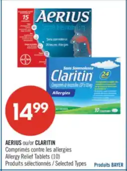Pharmaprix AERIUS or CLARITIN Allergy Relief Tablets offer
