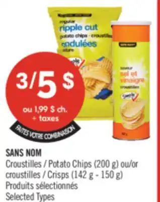 Pharmaprix FAITES VOTRE COMBINAISON NO NAME Potato Chips (200 g) or Crisps (142 g - 150 g) offer