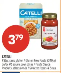 Pharmaprix CATELLI Gluten Free Pasta (340g) or PC Pasta Sauce offer