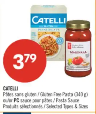 Pharmaprix CATELLI Gluten Free Pasta (340g) or PC Pasta Sauce offer