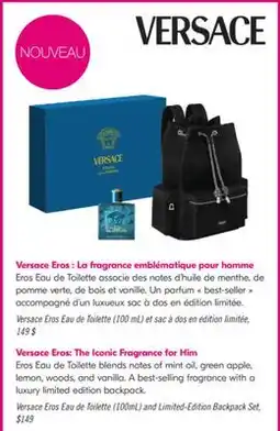 Pharmaprix Versace Eros Eau de Toilette (100mL) and Limited-Edition Backpack Set offer