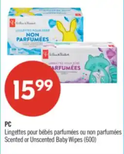 Pharmaprix PC Scented or Unscented Baby Wipes offer