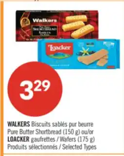 Pharmaprix WALKERS Pure Butter Shortbread (150 g) or LOACKER Wafers (175 g) offer