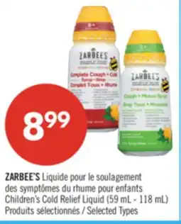 Pharmaprix ZARBEE'S Children's Cold Relief Liquid offer