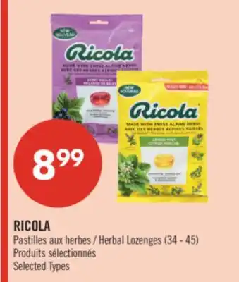 Pharmaprix RICOLA Herbal Lozenges offer