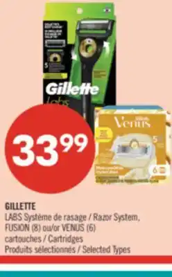 Pharmaprix GILLETTE LABS Razor System, FUSION (8) or VENUS (6) Cartridges offer
