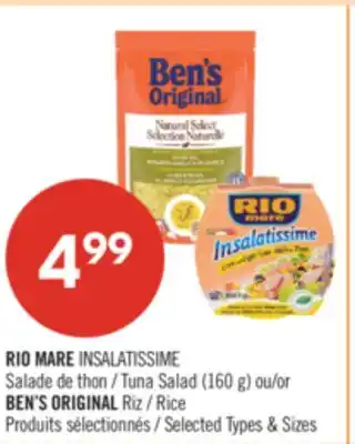 Pharmaprix RIO MARE INSALATISSIME Tuna Salad (160 g) or BEN'S ORIGINAL Rice offer
