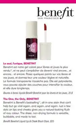 Pharmaprix Benefit Benetint Liquid Lip & Cheek Blush Stain offer