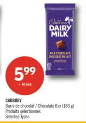Pharmaprix CADBURY Chocolate Bar (180 g) offer