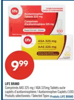 Pharmaprix LIFE BRAND ASA 325mg Tablets or Acetaminophen Caplets 100 offer