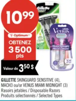 Pharmaprix GILLETTE SKINGUARD SENSITIVE (4), MACH3 or VENUS MIAMI MIDNIGHT (3) Disposable Razors offer