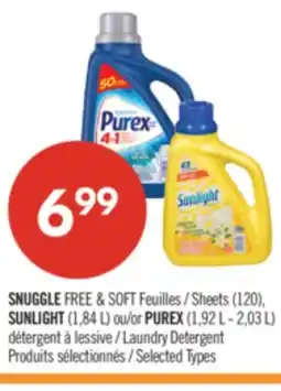 Pharmaprix SNUGGLE FREE & SOFT Sheets (120), SUNLIGHT (1.84 L) or PUREX (1.92 L - 2.03 L) Laundry Detergent offer