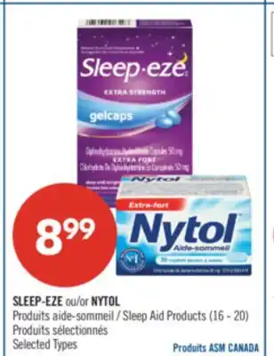 Pharmaprix SLEEP-EZE or NYTOL Sleep Aid Products (16- 20) offer
