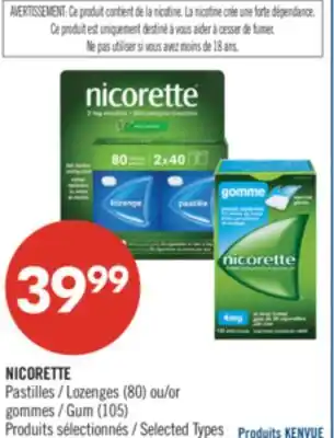 Pharmaprix NICORETTE Lozenges (80) or Gum (105) offer
