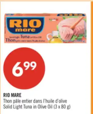 Pharmaprix RIO MARE Solid Light Tuna in Olive Oil (3 x 80 g) offer