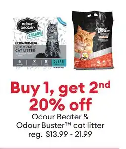 Petsmart Buy 1, get 2nd 20% off Odour Beater & Odour Buster cat litter offer