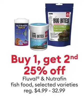 Petsmart Buy 1, get 2nd 25% off Fluval & Nutrafin fish food offer