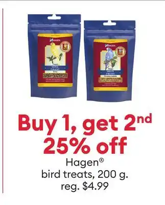 Petsmart Buy 1, get 2nd 25% off Hagen bird treats offer