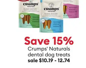 Petsmart Save 15% Crumps' Naturals dental dog treats offer