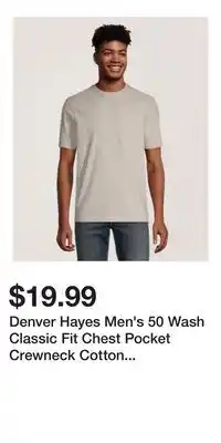 Mark's Denver Hayes Men's 50 Wash Classic Fit Chest Pocket Crewneck Cotton T Shirt offer