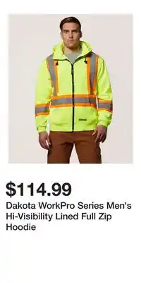 Mark's Dakota WorkPro Series Men's Hi-Visibility Lined Full Zip Hoodie offer