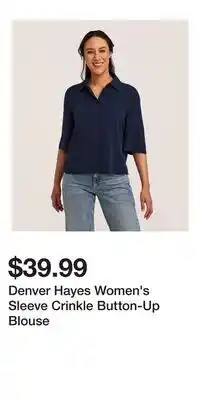 Mark's Denver Hayes Women's Sleeve Crinkle Button-Up Blouse offer