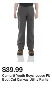 Mark's Carhartt Youth Boys' Loose Fit Boot Cut Canvas Utility Pants offer