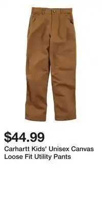 Mark's Carhartt Kids' Unisex Canvas Loose Fit Utility Pants offer