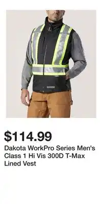 Mark's Dakota WorkPro Series Men's Class 1 Hi Vis 300D T-Max Lined Vest offer
