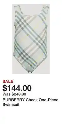 Holt Renfrew BURBERRY Check One-Piece Swimsuit offer