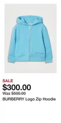 Holt Renfrew BURBERRY Logo Zip Hoodie offer