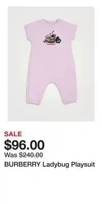 Holt Renfrew BURBERRY Ladybug Playsuit offer