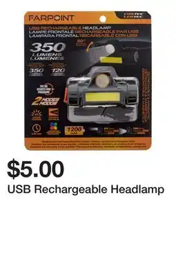 Dollarama USB Rechargeable Headlamp offer