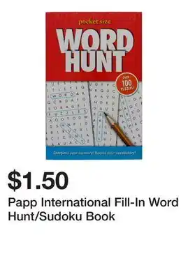 Dollarama Papp International Fill-In Word Hunt/Sudoku Book offer