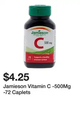 Dollarama Jamieson Vitamin C -500Mg -72 Caplets offer