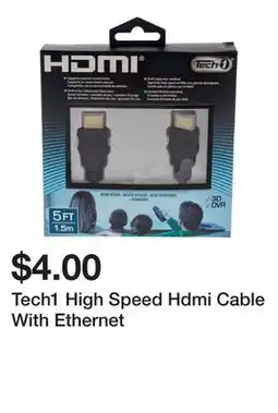 Dollarama Tech1 High Speed Hdmi Cable With Ethernet offer