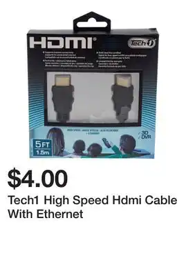 Dollarama Tech1 High Speed Hdmi Cable With Ethernet offer