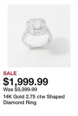 TSC Stores 14K Gold 2.75 ctw Shaped Diamond Ring offer